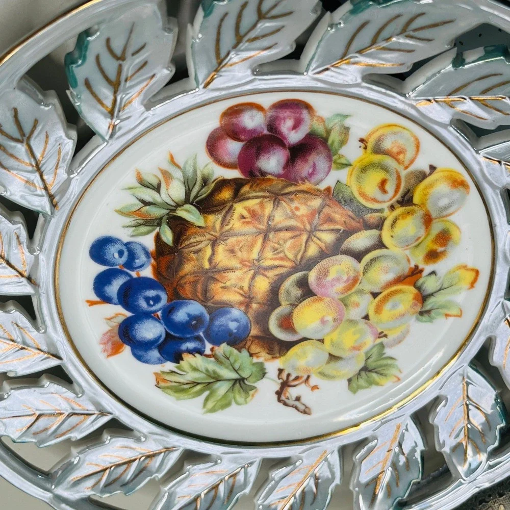 Royal Halsey Very Fine‎ China Pierced Leaf Edge Plate Vtg 8